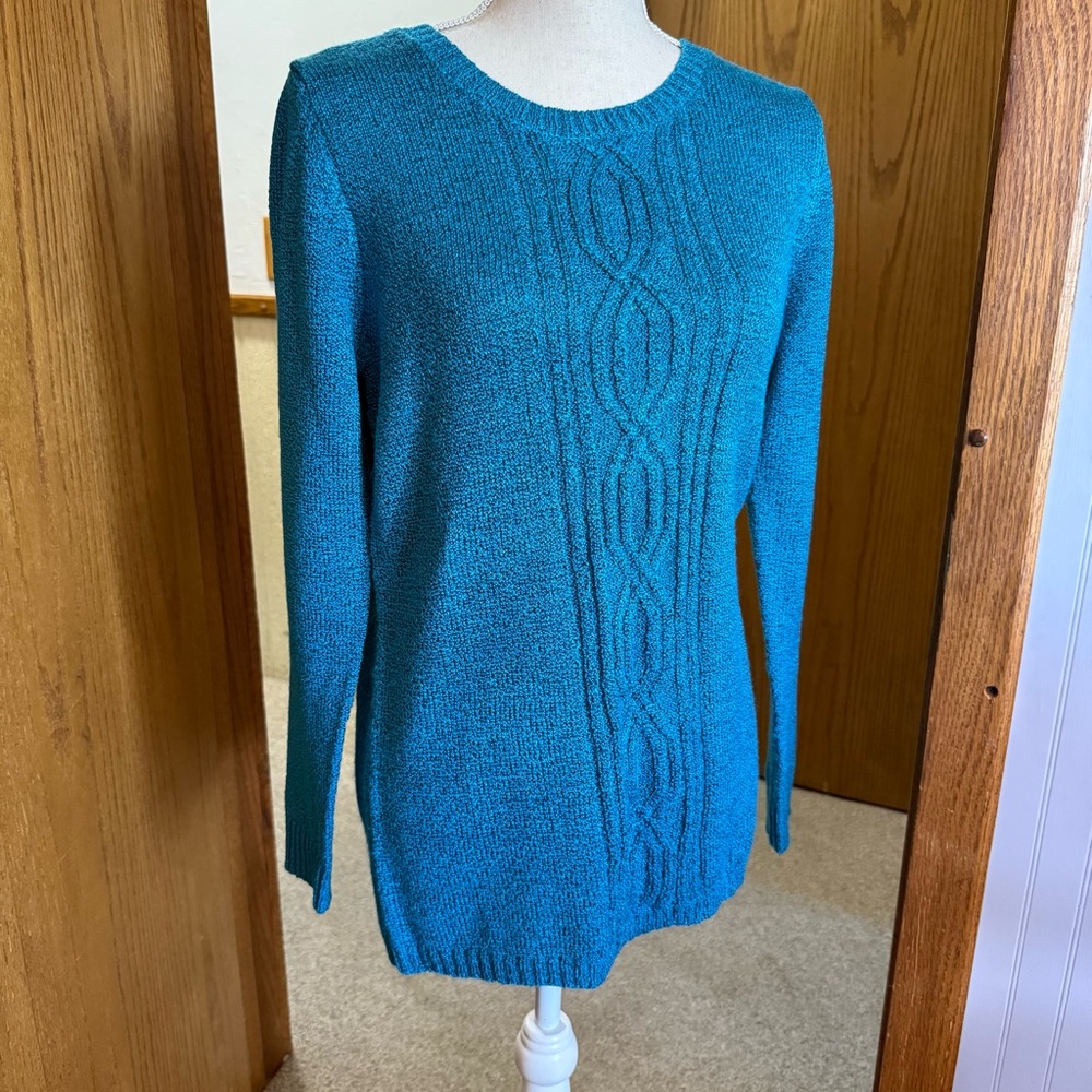 Laura Scott Turquoise Cable Knit Sweater